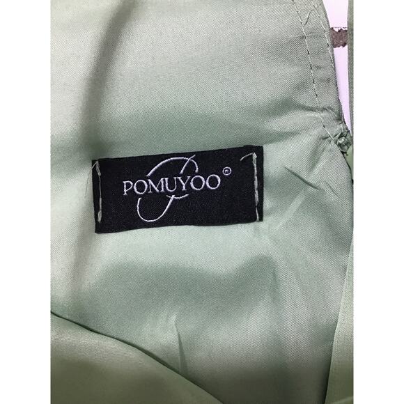 BRIDESMAID SZ 6 M Green Pleated Keyhole Halter Party Formal Maxi Dress New b103 - Picture 6 of 9